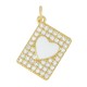 Ciondolo a Forma di Cuore in Ottone Smaltato con Zircone 12X15 mm