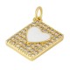 Enameled Brass Charm Tag Heart with Zircon 12x15mm