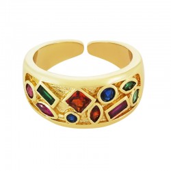 Bague Ronde en Laiton avec Zircon 10 x 22 mm