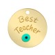 Plexi Acrylic Charm Round "Teacher" w/ Evil Eye &Enamel 20mm