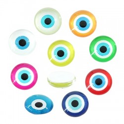 Acrylic Cabouchon Flatback Round w/ Evil Eye 8mm