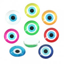 Acrylic Cabouchon Flatback Round w/ Evil Eye 10mm