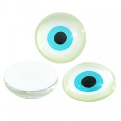 Acrylic Cabouchon Flatback Round w/ Evil Eye 12mm