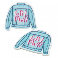 Plexi Acrylic Flatback Jacket "GRL PWR" 35x30mm