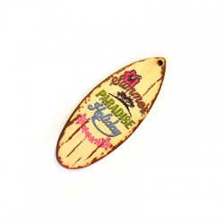 Pendentif planche de surf en Bois avec gravure "Summer Paradise Holiday" 60x23mm