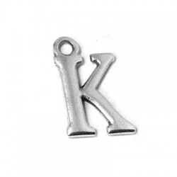 Breloque Lettre "K" en Métal/Zamac, 12mm