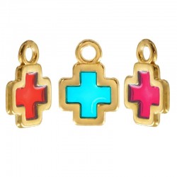 Zamak Charm Cross w/ Enamel 14mm