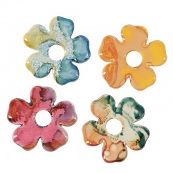 Ceramic Pendant Flower w/ Colorful Enamel 30mm