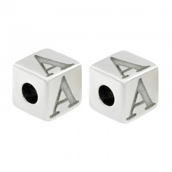 Zamak Bead Cube w/ Letter "A" 7mm (Ø3.7mm)