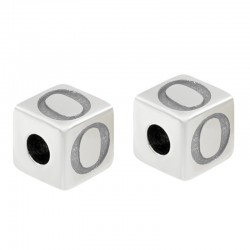 Zamak Bead Cube w/ Letter "O" 7mm (Ø3.7mm)