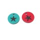 Plexi Acrylic Cabochon  Round Pendant with Engraved Star 15mm