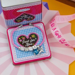 Ruban Polyester « It's a girl » 15 mm (~10 Yards/Bobine)