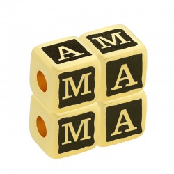 Brass Bead Cube "MAMA" 8mm (Ø3mm)