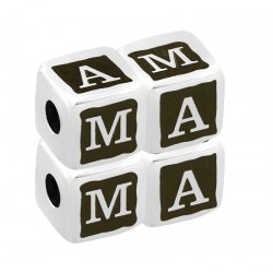 Brass Bead Cube "MAMA" 8mm (Ø3mm)