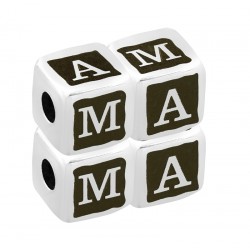 Cubo in Metallo Ottone "MAMA" 8mm (Ø3mm)