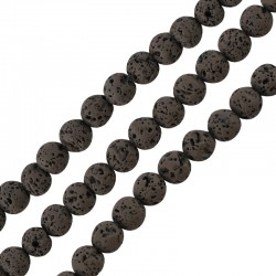 Ημιπολύτιμη Πέτρα Λάβα Χάντρα (~4mm) (Ø~0.4mm) (~92τμχ)