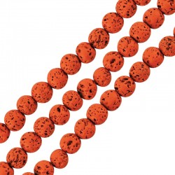 Ημιπολύτιμη Πέτρα Λάβα Χάντρα (~4mm) (Ø~0.4mm) (~92τμχ)