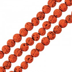 Lava Bead Round Orange (~4mm) (Ø~0.4mm) (~92pcs)