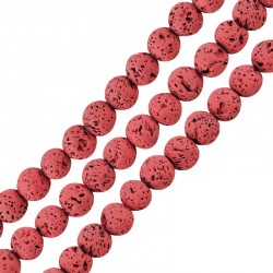 Ημιπολύτιμη Πέτρα Λάβα Χάντρα (~4mm) (Ø~0.4mm) (~92τμχ)