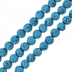 Λάβα Χάντρα Στρογγυλή Γαλάζιο (~4mm) (Ø~0.4mm) (~92τμχ)