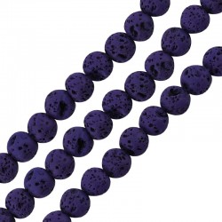Ημιπολύτιμη Πέτρα Λάβα Χάντρα (~6mm) (Ø~0.5mm) (~62τμχ)
