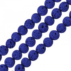 Ημιπολύτιμη Πέτρα Λάβα Χάντρα (~6mm) (Ø~0.5mm) (~62τμχ)