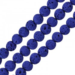 Lava Bead Round Blue (~6mm) (Ø~0.5mm) (~62pcs)