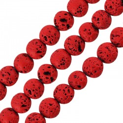 Ημιπολύτιμη Πέτρα Λάβα Χάντρα (~8mm) (Ø~0.6mm) (~46τμχ)