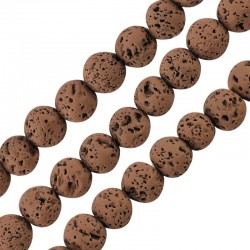 Lava Bead Round Beige (~8mm Ø~0.6mm (~46pcs)