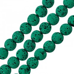 Ημιπολύτιμη Πέτρα Λάβα Χάντρα (~8mm) (Ø~0.6mm) (~46τμχ)