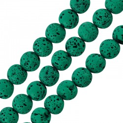 Lava Bead Round Green (~8mm) (Ø~0.6mm) (~46pcs)