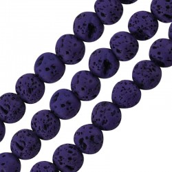 Lava Bead Round Purple (~8mm) (Ø~0.6mm) (~46pcs)