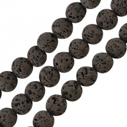 Lava Bead Round Grey (~8mm) (Ø~0.6mm) (~46pcs)