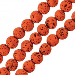 Lava Bead Round Orange (~8mm) (Ø~0.6mm) (~46pcs)