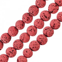 Lava Bead Round Light Fuchsia (~8mm) (Ø~0.6mm) (~46pcs)