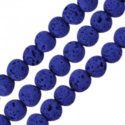 Ημιπολύτιμη Πέτρα Λάβα Χάντρα (~8mm) (Ø~0.6mm) (~46τμχ)