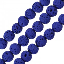 Λάβα Χάντρα Στρογγυλή Μπλε (~8mm) (Ø~0.6mm) (~46τμχ)