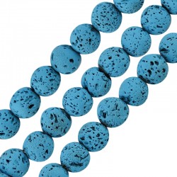 Lava Bead Round Turquoise (~8mm) (Ø~0.6mm) (~46pcs)