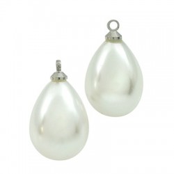 Pearl ABS Charm Drop w/ Cap 13x18mm