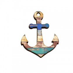 Wooden Pendant Anchor 45x60mm