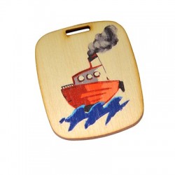 Wooden Pendant Rectangular Boat 42x50mm