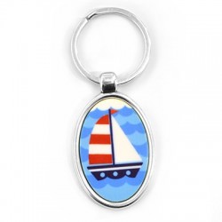 Keyring Metal w/ Plexi Acrylic Boat 36x50mm