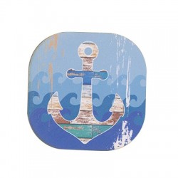 Wooden Beer Mat Square Irregular Anchor 80mm