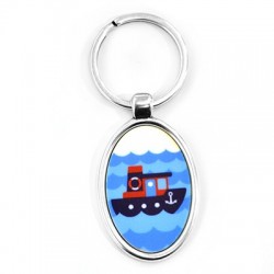 Keyring Metal w/ Plexi Acrylic Boat 36x50mm