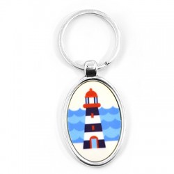 Keyring Metal w/ Plexi Acrylic Lighthouse 36x50mm