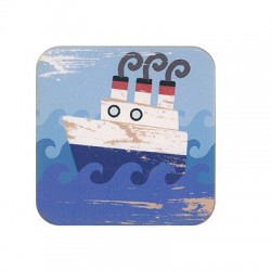 Wooden Beer Mat Square Ship 80mm