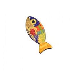 Wooden Pendant Painted Fish 27x65mm
