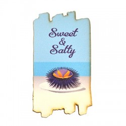 Wooden Magnet Irregular Sea Urchin "Sweet & Salty" 38x68mm