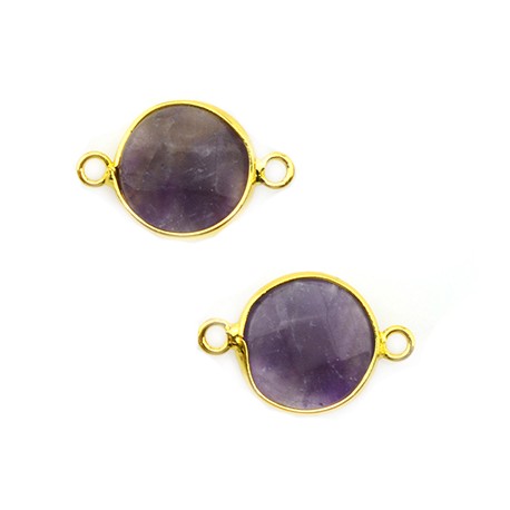 Brass Round Setting 15mm With Amethyst Stone