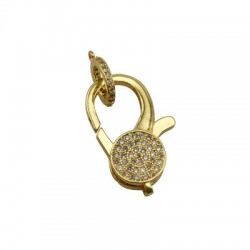Zircon Brass Lobster Clasp Round 15x24mm